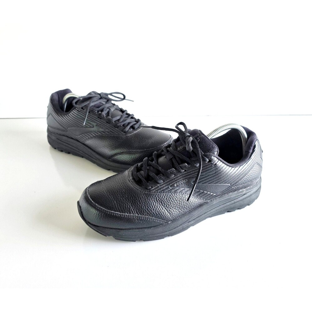BROOKS Addiction Walker 2 Walking Shoes Black Leather 11.5 45.5 Wide 2E Comfort